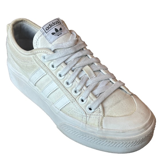 adidas Shoes - Adidas Nizza Platform Low Sneakers‎ Triple White Womens 8 UK 6.5 EU 40